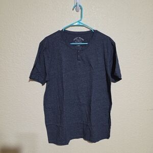 Lucky Brand Henley Shirt Men's Size Large American Navy Short Sleeve